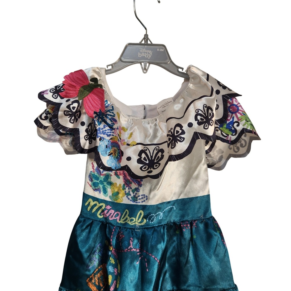 Disney Encanto Mirabel Costume Dress Kids Size 4-6X Teal White Play 1382MS01